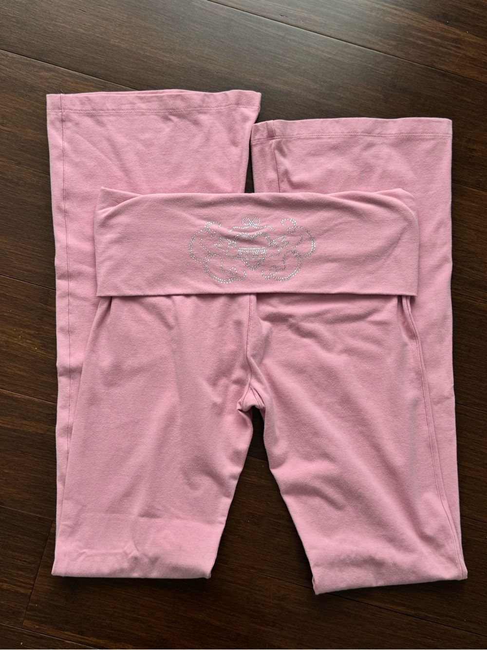 Victorias Secret Pink Bedazzled Angel Wing Flare Yoga Pants Cotton Size Medium